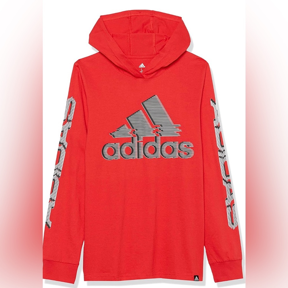 adidas Boys' Long Sleeve Cotton Bos Logo Hooded T-Shirt